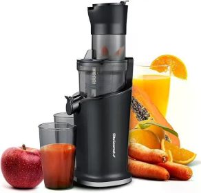 Elite Gourmet EJX320 Big Mouth Whole Fruit 5.2' Self-Feeding Chute, Cold Press Masticating Slow Juice Extractor, Hands-Free