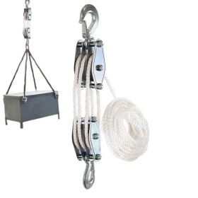 Block And Tackle Pulley System Rope Pulley Hoist With 6:1 Lifting Power 2200 Lbs Heavy Duty Pulley System 6 times labor saving