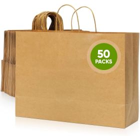 50 leather paper bags with handles, leather colored takeaway bags, recycled paper shopping bags, portable gift packaging bags