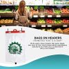 Pack of 2000 Low Density Produce Bags 11 x 17 + 2 LP. Ultra Thin Polyethylene Bags on headers 11x17. Printed Eat 5 A Day. 0.55 Mil Thickness. Clear Pl