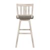 Pub Height Chairs Set of 2, Distressed Gray and White 360-degree Swivel Chair Solid Rubberwood Furniture, Vertical Slat Back Bar Chairs