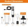 1000W 5 In 1 Immersion Hand Blender Stainless Steel Hand Mixer with 12 Speeds Turbo Mode Food Processor with 20Oz Beaker 17Oz Chopper Whisk Milk Froth
