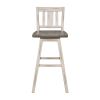 Pub Height Chairs Set of 2, Distressed Gray and White 360-degree Swivel Chair Solid Rubberwood Furniture, Vertical Slat Back Bar Chairs