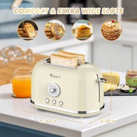 Toaster- 2 Slice Retro Toaster; Stainless Steel With 6 Bread Shade Settings and Bagel, Cancel, Defrost and Reheat, Function (SST23: Black)