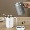 1pc Stainless Steel Cups With Lid; 16 Oz 304 Stainless Steel Tumblers Durable Coffee Mug With Splash Proof Sliding Lid; Drink With Lid Open; Plastic H